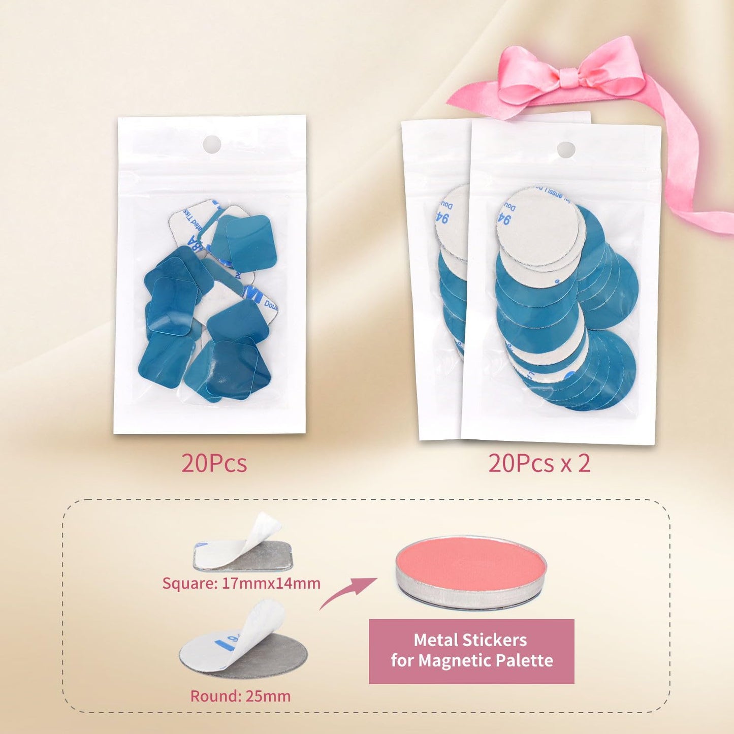 Magnetic Makeup Palette with Clear Top, 3Pack Empty Eyeshadow Pan Dispensing Storage Box with 60Pcs Adhesive Metal Stickers for DIY Cosmetics Lipstick Blush Powder-7.71”X4.33”Palette