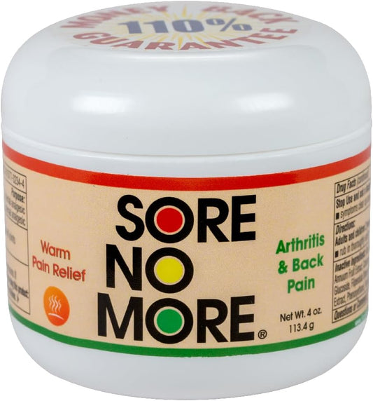 Sore No More Warm Arthritis Pain Relief Cream – Targeted Reliever for Back, Neck, Hands & Feet – Soothing & Fast-Acting Formula for Aches and Pains – Non-Greasy with Orange Aroma – 4 oz