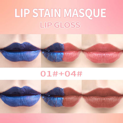 Lip Stain Peel Off Set–Long Lasting Waterproof Lip Tint, Smudge Proof Transfer Resistant Lip Stains Tattoo,High Pigment Matte Lip Color, Kiss Proof Peel Off Lip Stain Masque, Stay Lip Makeup 01+04