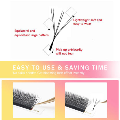Lash Extensions Double Tips 3D Eyelash Extensions W Shape 0.07mm Thickness D Curl Mix 8-15mm Premade Fans Easy Fan Volume Matte Black Crisscross Eyelashes(W-3D-Double Tips-0.07-D,8-15mm Mix)