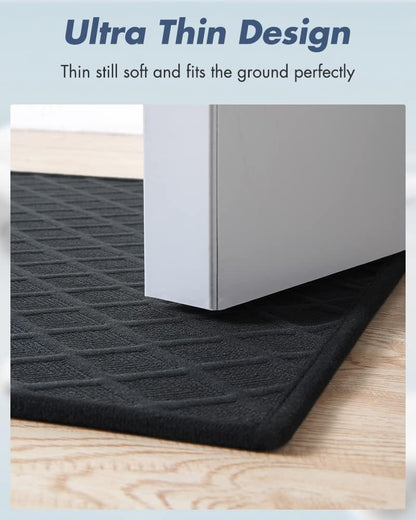 AMOAMI Ultra Thin Bathroom Rugs, Rubber Backed Bath Mats for Bathroom Non Slip, Absorbent Bathroom Mat for Floor, Shower, Sink (17"x28", Black)