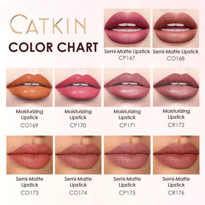 Catkin Semi-Matte Lipstick Hydrating High Impact Color Infused with Vitamin E and Avocado Oil Smooth Soft Texture Long Lasting Matte Finish 174