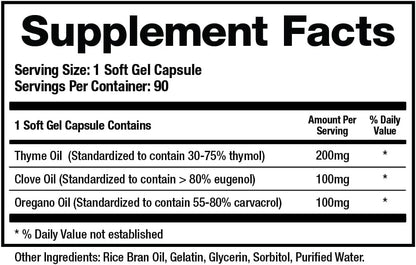 BioMatrix Oil Blend of Thyme, Oregano, Clove, Digestive Supplement for Men and Women, GI Repair Softgels | Microb-Defend (90 Capsules)