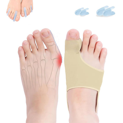 Bunion Relief Sleeves Bunion Pads Brace Cushions Toe Straightener with Silicone Gel Big Toe and Pinky Separator Spacer Hallux Valgus Relief Kit Pack (Large)