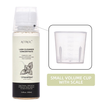 Eyelash Shampoo Concentrate 100ml Lash Extensions Cleanser Concentrate Unscented Natural Foaming Shampoo DIY Wash for Extensions Lashes with Salon Home Care-Makes 60ml Bottles