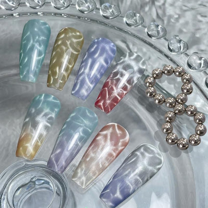 10Pcs Round Cat Eye Magnet Beads for Nails – Strong Magnetic Beads for Cat Eye Gel Polish, Water Ripple Nail Art Tool Set