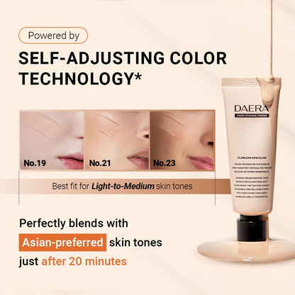 DAERA Kang Shining Korean BB Tinted Moisturizer Cream (1 Color,Neutral), Self Adjusting BB Cream,1.35 fl oz, Glowing Skin Natural Makeup, Buildable Coverage, Lightweight