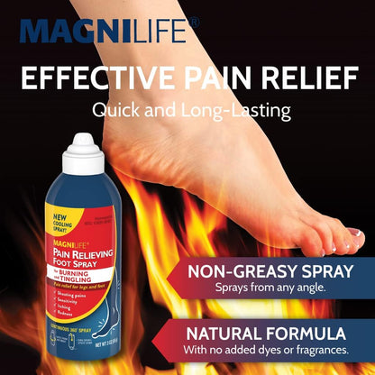 MagniLife Pain Relieving Foot Spray, Natural Pain Relief for Burning, Tingling or Sensitivity in Feet and Legs - 3oz