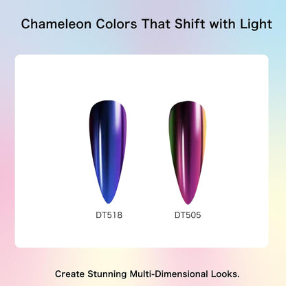 Chrome Nail Powder Kit: 10 Jars 8 Colors Metallic Mirror Effect 2 Colors Holographic Aurora Chameleon Nail Art - 1g/Jar Silver Pink Gold Purple Chrome Powder for Nails