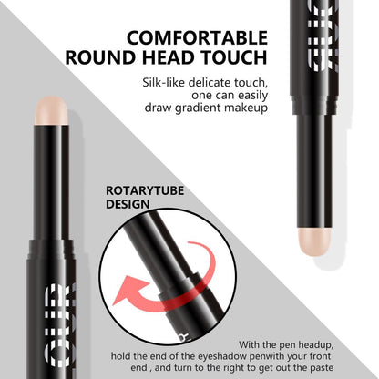 Nude Beige Smoky Cream Eye Shadow Stick Makeup for Women, Nude Beige Smoky Matte Eye Shadow Brightener Stick for Eyes, Waterproof Eyeshadow Pencil Applicator Blendable for Eye Highlight 01