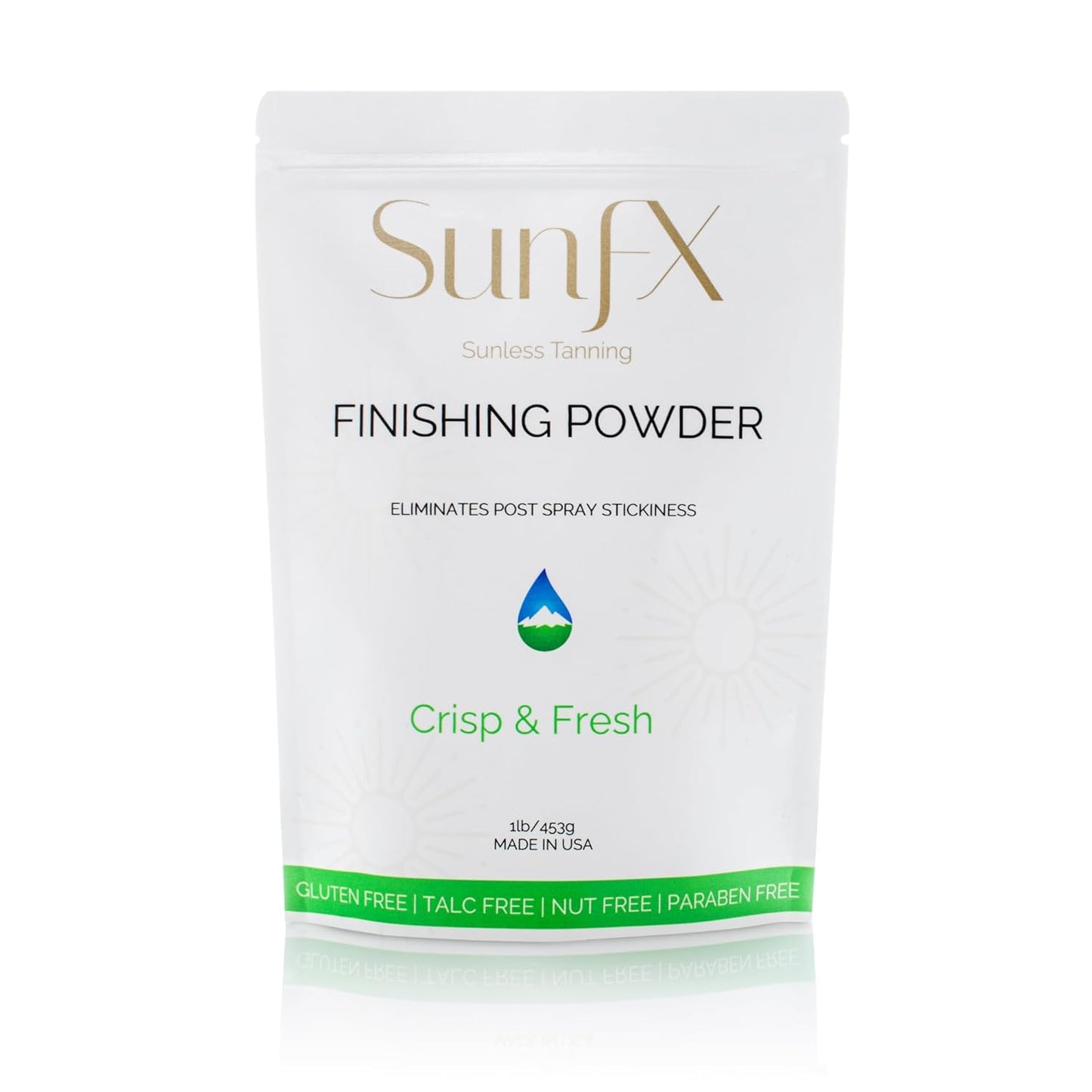 SunFX Post Spray Tan Translucent Finishing Powder | Talc Free | Sunless Tanning Setting Powder | Shimmer | Crisp & Fresh - 1lb