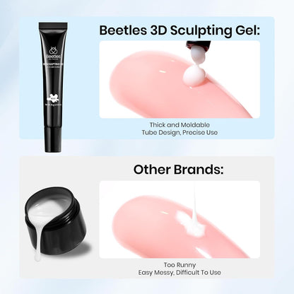 Beetles Sculpting Gel 3D Nail Art - Halloween White No Wipe Nail Polish 3D Rhinestone Building Multi-Function Drawing Gel for DIY Manicure Designs