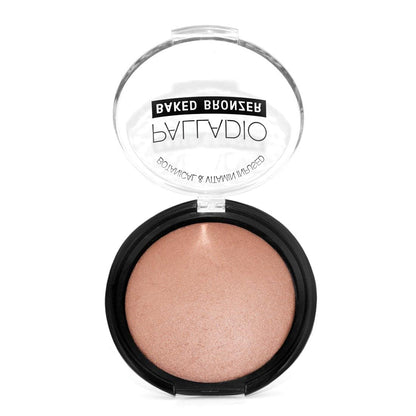 Palladio Baked Bronzer, Highly Pigmented and Easy to Blend, Shimmery Bronzed Glow, Use Dry or Wet, Lasts all day long, Provides Rich Tanning Color Finish, Powder Compact, Atlantic Tan