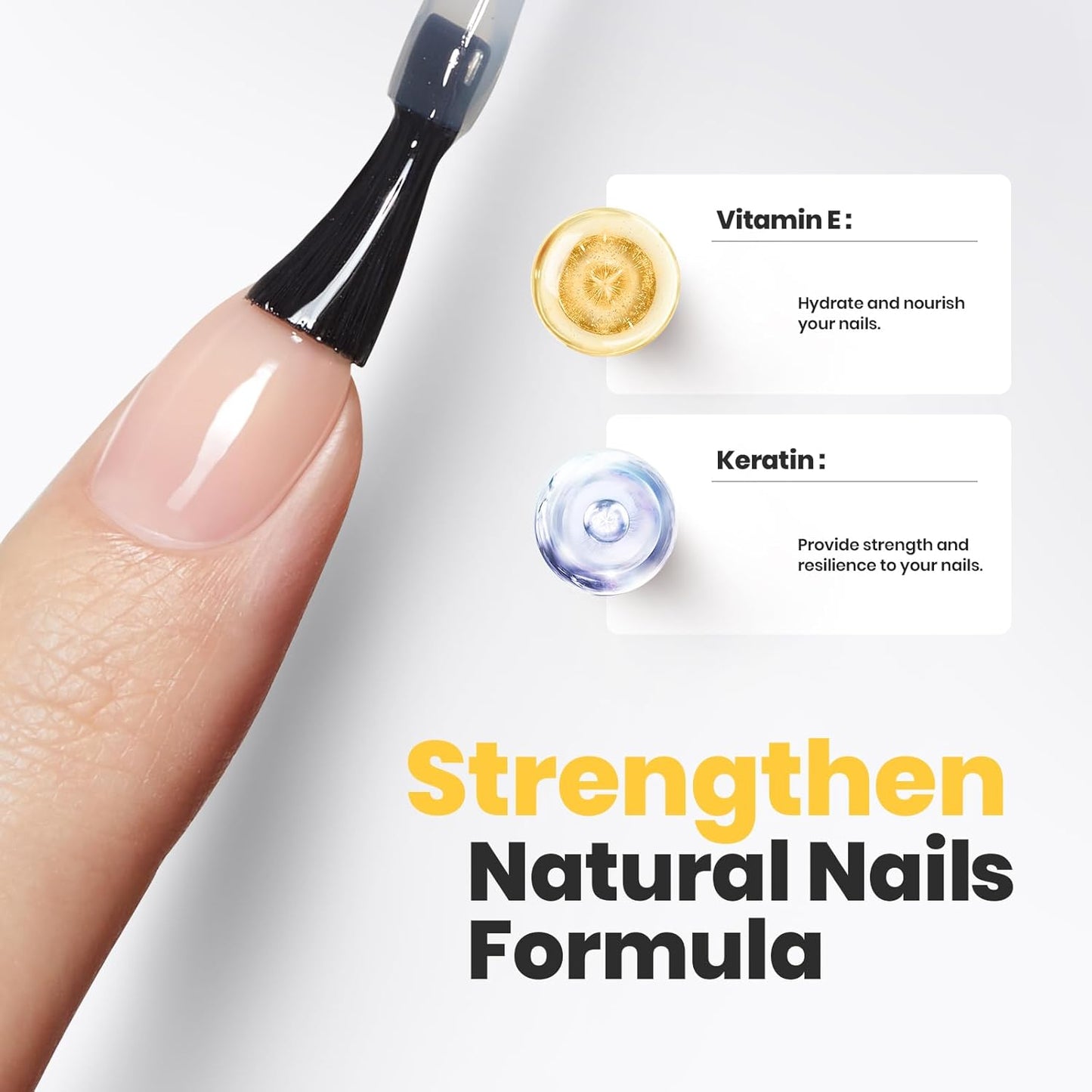 Beetles 2 in 1 Base & Top Coat Nail Polish, Clear Nail Polish Fast Drying & Natural Nail Strengthen, Glossy Effect for Nail DIY Salon at Home Gifts for Women