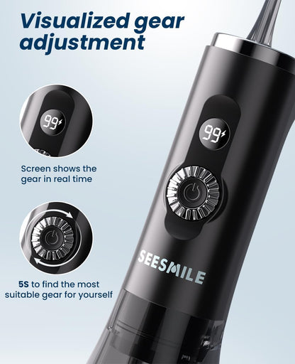 Water Dental Flosser Teeth Pick: 100 Modes Portable Cordless Oral Irrigator 300 ML Rechargeable Water Flosser IPX7 Waterproof Powerful Battery for Home Travel - Black