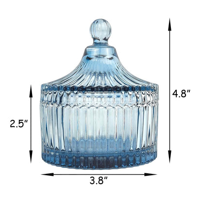 Ultra Soft Powder Puff and Container 3.3" High Density Velvet Dusting Washable Reusable Powder Puff,Body Powder Puff and Glass Jar Holder Loose Powder Box with Puff for Face Makeup(Grey-blue)