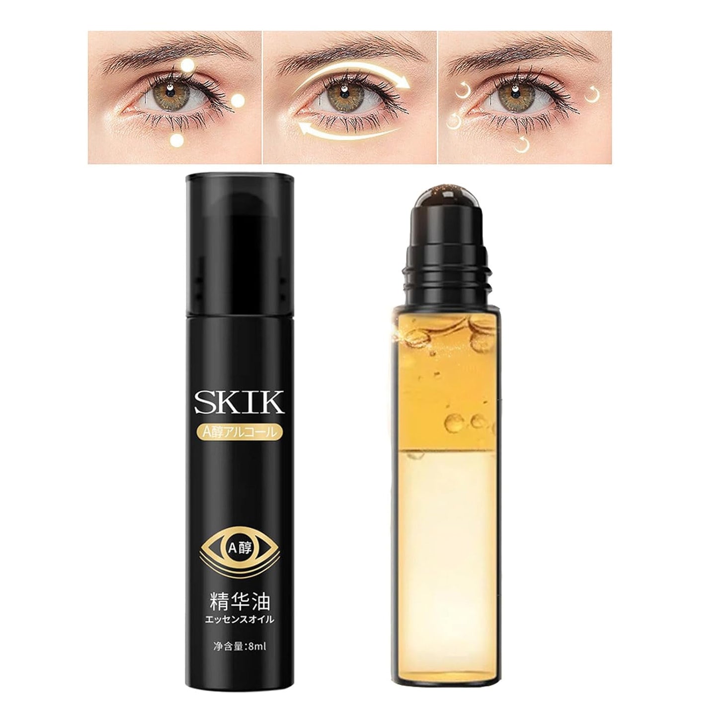 Eye Essence Roll-On,Firms the Skin Around the Eyes,Eye Cream for Dark Circles,Repair Wrinkles Under the Eyes,Intense Hydrating Eye Treatment Serum Oil