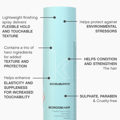KEVIN.MURPHY BEDROOM.HAIR - Flexible Texturising Hair Spray - For All Hair Types - Hair Care for Effortless Bedroom Hair - With Ginger Root Extract - 235 mL / 7.9 fl oz