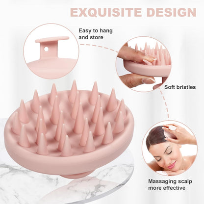 Silicone Scalp Massager, Scalp Scrubber for Hair Growth with Soft Bristles, Scalp Exfoliator Brush Dandruff Removal Shampoo Brush for Wet Dry Scalp Care (Light Pink)