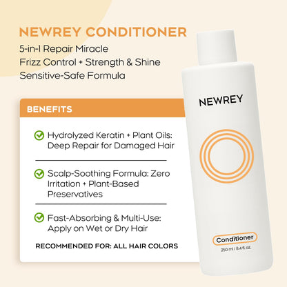 Hydrating Conditioner for Dry, Damaged Hair - 8.4oz | Moisture Repair Treatment with Hydrolyzed Keratin & Coconut Oil for Smooth, Shiny, Manageable Hair