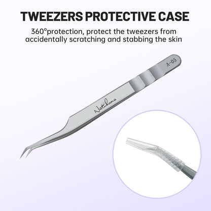High Precision Lash Tweezers for Individual and Volume Eyelash Extensions Premium Stainless Steel Curved Fiber Tip Professional Isolation Tweezer
