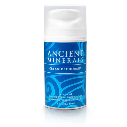 Ancient Minerals Natural Deodorant Cream – Unscented, Aluminum-Free with Magnesium, Zinc & Vitamin E for Women and Men, Vegan Formula for Sensitive Skin, 24-Hour Odor Protection, 2 oz