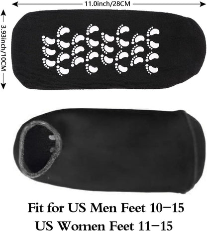 Codream Large Men's Moisturizing Gel Socks Men's Feet Care Ultimate Treatment for Dry Cracked Rough Skin on Feet Pack of 2 Pairs Black US Men 10-15