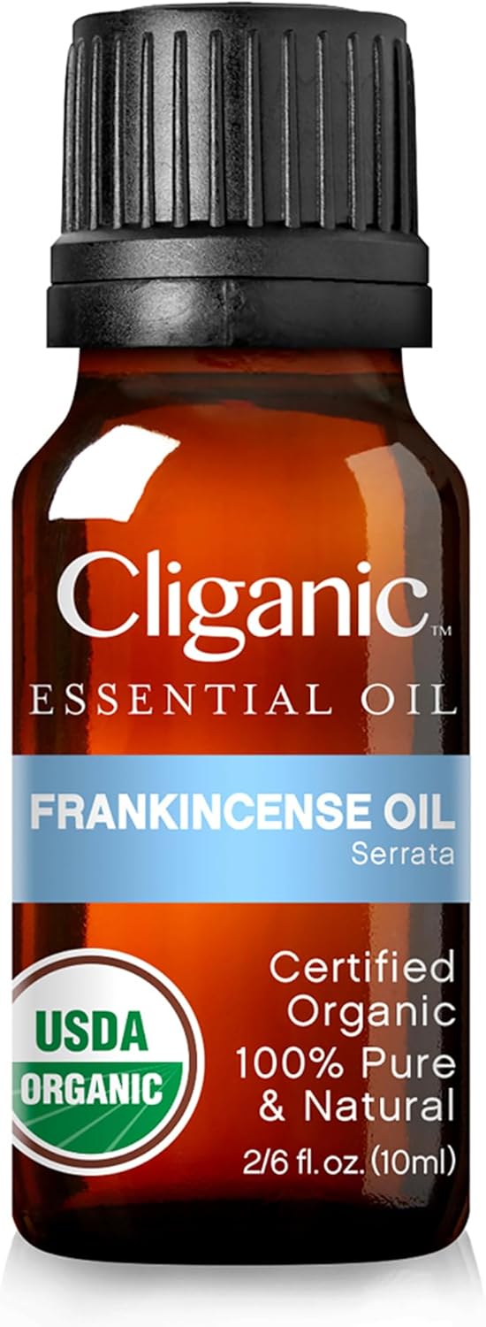 Cliganic Organic Frankincense Essential Oil - Boswellia Serrata, 100% Pure Natural Undiluted, for Aromatherapy | Non-GMO Verified (Packaging May Vary)