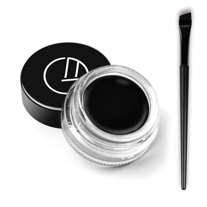 Eyeliner Gel Set,Long Lasting Waterproof With 5.51 IN Long Eyeliner Brush,High-Intensity Pigments Smudge-Proof Eye Liner Makeup Creamy Gel 5G-Black