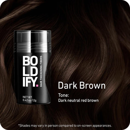 BOLDIFY Hair Fibers (12g) - Fill In Thinning and Fine Hair for an Instantly Fuller, Thicker Look - 14 Shades for Women & Men - Dark Brown