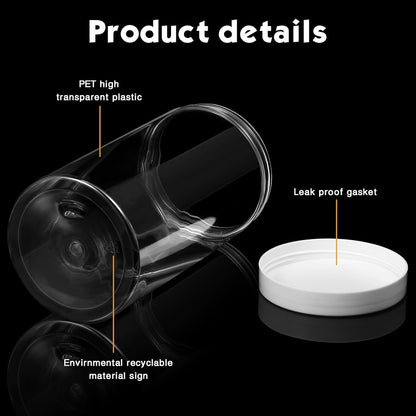 SATINIOR 24 Pieces Empty Clear Plastic Jars with Lids Round Storage Containers Wide Mouth for Beauty Product Cosmetic Cream Lotion Liquid Butter Craft and Food(Clear Lid,32 oz)