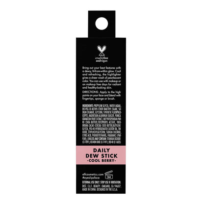 e.l.f. Cosmetics Daily Dew Stick, Cooling Highlighter Stick For Giving Skin A Radiant & Refreshed Glow, Cool Berry