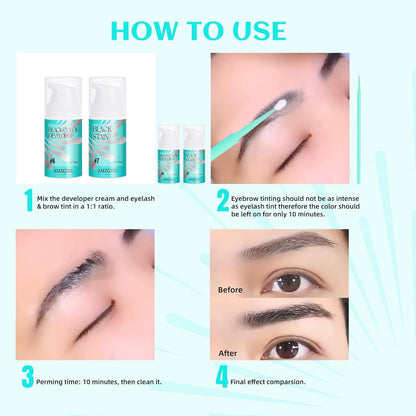 Lash Lift, Eyelash Perm Kit & Black Brow Lamination Kit, Natural Eyelash Curling Lash Extension Set, Lash Perm Kit Detailed Instruction and Complete Tools Achieve Salon-Quality