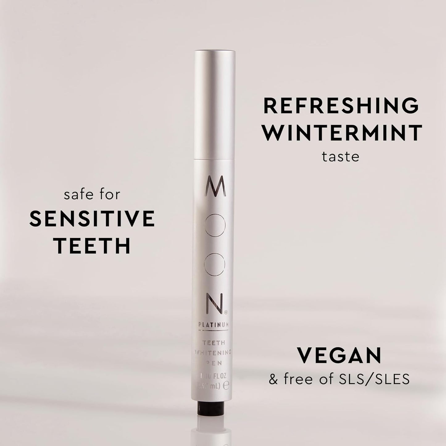 MOON Teeth Whitening Pen - Gentle on Sensitive Teeth, Whitens with Antioxidants & Essential Oils - Vegan Whitening Gel in an Easy Applicator - Platinum Mint