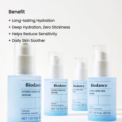 BIODANCE Hydro Cera-Nol Serum, Hydrating, Quick Soothing Effect, Redness Reducing, Hydration Boost Serum for Sensitive Skin, Korean Skincare | 1.01 fl.oz x 1 ea