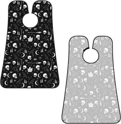 Waterproof Beard Grooming Bib, Gothic Trippy Moon Skull Dark Black Cat Witch Magic Spirit Board Shave Bib, Non-Stick Hair Catcher for Shaving Trimming, Apron Essential for Men Dad