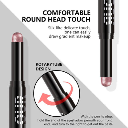 Rose Gold Shimmer Cream Eye Shadow Stick Makeup for Women, Rose Gold Shimmer Matte Eye Shadow Brightener Stick for Eyes, Waterproof Eyeshadow Pencil Applicator Blendable for Eye Highlight 03