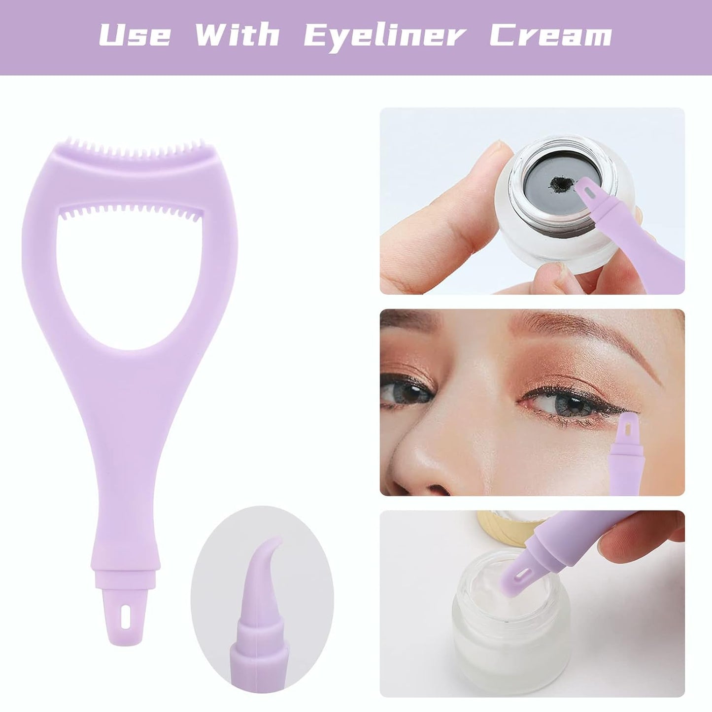 Tbestmax 2 in 1 Mascara Eyeliner Guard, Silicone Mascara Lash Shield Applicator, Eyelash Comb Purple 2 Pcs