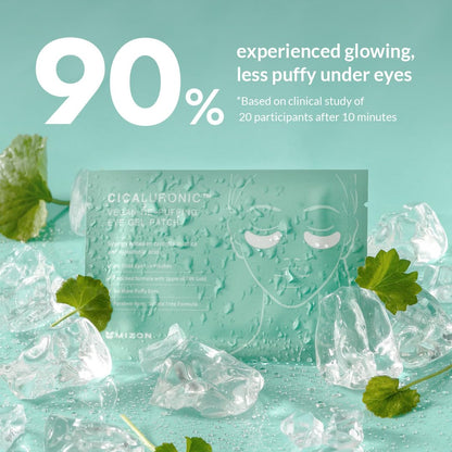 MIZON Cicaluronic Vegan De-puffing Eye Gel Patch, 24K Gold & Cica Under Eye Mask, Reduces Puffy Eyes, Dark Circles and Wrinkles (21 pairs)