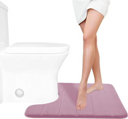 Yimobra Memory Foam Toilet Bath Mat U-Shaped, 24 X 20 Inches,Soft and Comfortable, Super Water Absorption, Non-Slip, Machine Wash and Easier to Dry for Bathroom Commode Contour Rug, Mauve