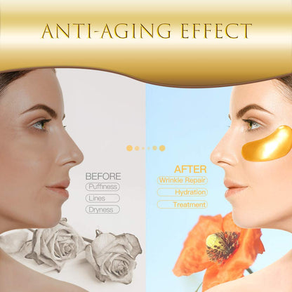 Eye Patches, Under Eye Mask, 24K Gold Eye Treatment Mask, Dark Circles Gel Pads, Under Eye Bags Treatment for Puffy Eyes, Anti-Wrinkle , 14 Pairs