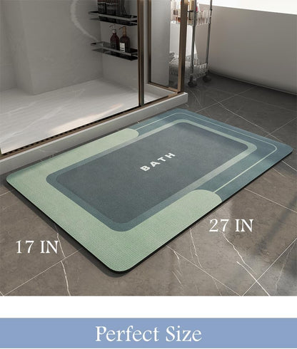 MontVoo Non Slip Super Absorbent Stain Resistant Quick Dry Thin Bath Mat - 17"x27" Green