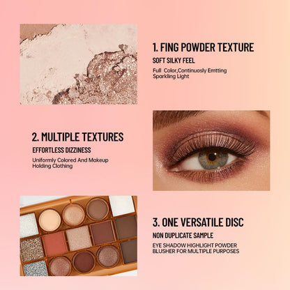 Eyeshadow Palette Makeup – Neutral Nude Matte & Shimmer Eyeshadow Palette, High Pigment Waterproof Glitter Eye shadow,Blendable Pink, Brown, Rose Gold Eye Makeup (F-01#, 1 Count (Pack of 1))