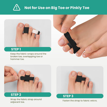 Welnove Hammer Toe Straightener - 8 Pack Broken Toe Wraps - Hammer Toe Corrector for Women - Toe Splints for Crooked Toes, Curled Toes, Bent Toes - (Multi-Size, Black)