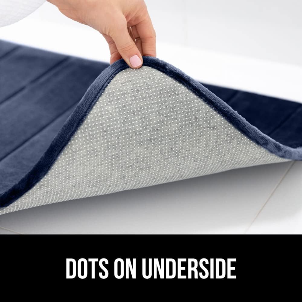 GORILLA GRIP Memory Foam Bath Mat, Soft Absorbent US Designed Bathroom Rug, Gripping Dots Machine Washable Bathmat, Cushioned Floor Mats, Shower Sink Rugs Room Décor Accessories, 36x24 Navy Blue