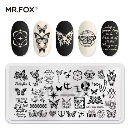 6 Pcs Nail Plates Stamping Set Rose Snake Butterfly Egyptian Cross Nail Art DIY Stamping Template