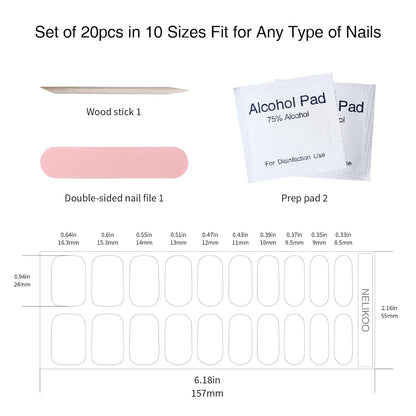 Chrimas Semi Cured Gel Nail Strips, 20 pcs Nail Wraps Semi Cured, Salon-Quality, 2 Weeks Long Lasting