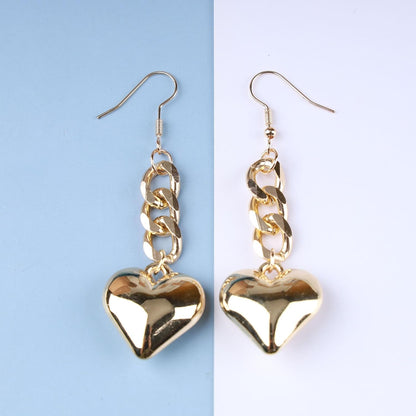 Boho Large Heart Drop Earrings Vintage Gold Love Heart Dangle Earrings Punk Statement Open Big Hoop Heart Earrings Wedding Prom 3D Heart Drop Earrings Jewelry for Women