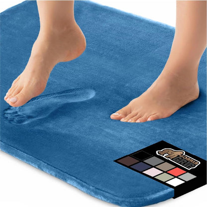GORILLA GRIP Memory Foam Bath Rugs, Soft Absorbent Velvet Bathroom Mats, Durable Dots on Underside, Machine Washable Bathmat, Carpet Rug Room Decor for Shower Floor, 24x17 Mat, Caribbean Blue