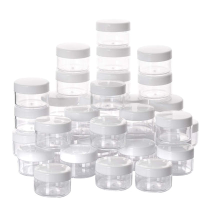 100 Count Empty Makeup Jars 15g Cosmetic Containers with Lids Leak Proof Sample Containers Refillable Plastic Containers - White